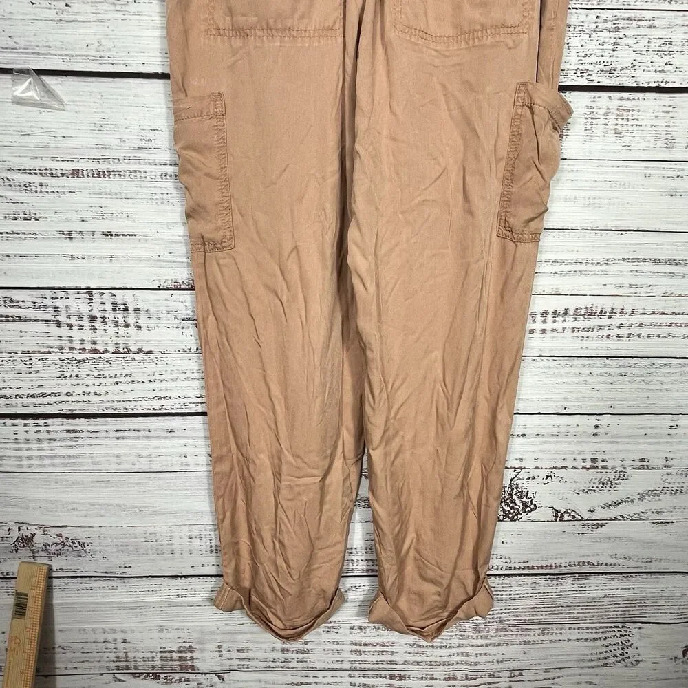 Free People Pants Women’s 4 Summers Over Cargo Belted Button Fly High Rise Pink